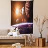 Ambesonne Galaxy Tapestry, Space Theme View of the Planets from Earth Science Room Art with Sun and Moon, Wall Hanging for Bedroom Living Room Dorm Decor, 60" X 80", Magenta Orange view 2