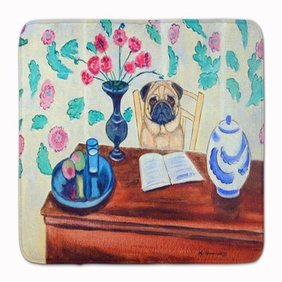 Caroline's Treasures 7253RUG Pug Machine Washable Memory Foam Mat, Bathroom Rug, Non-Slip Bath Mat, Durable Thick Washable Rugs for Kitchen, Bathroom Quick Dry, Decorative Artwork,