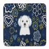 Caroline's Treasures BB5059RUG Blue Flowers Maltese Bath Mat Machine Washable Anti-Fatigue Memory Foam Kitchen Rug, 19 X 27, Multicolor view 1
