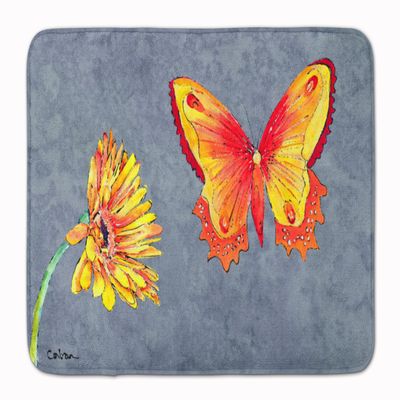 Caroline's Treasures 8877RUG Gerber Daisy and Buttefly Machine Washable Memory Foam Mat, Bathroom Rug, Non-Slip Bath Mat, Durable Thick Washable Rugs for Kitchen, Bathroom Quick Dry, Decorative Artwor