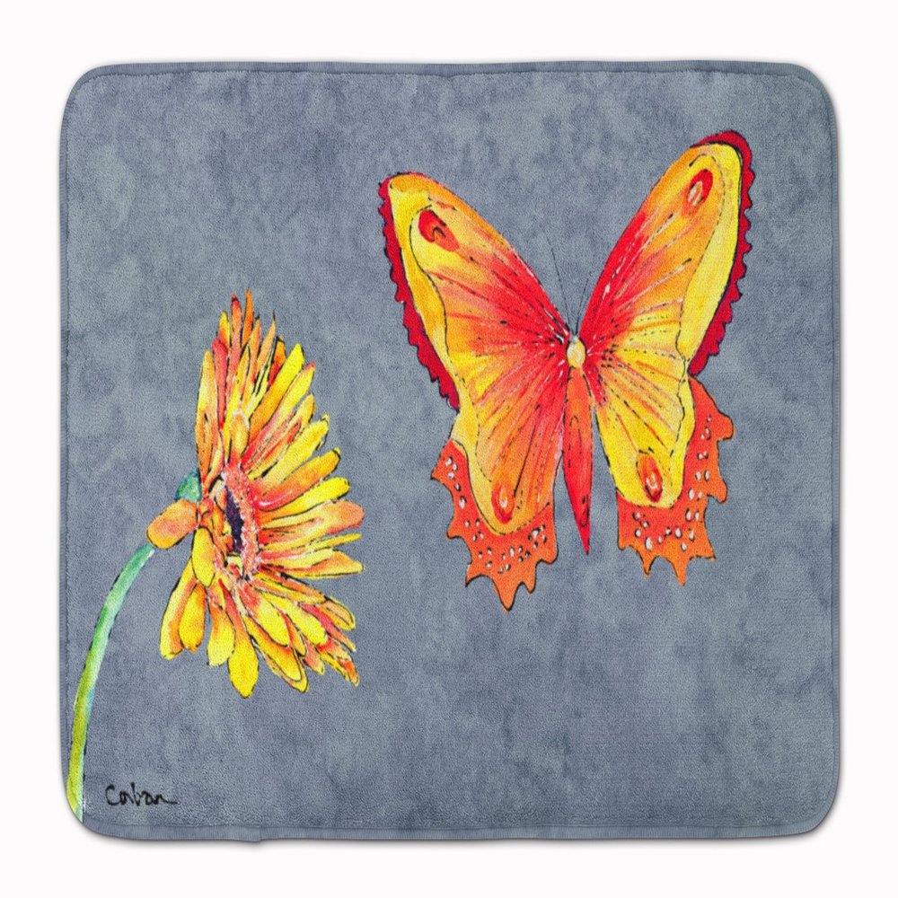 Caroline's Treasures 8877RUG Gerber Daisy and Buttefly Machine Washable Memory Foam Mat, Bathroom Rug, Non-Slip Bath Mat, Durable Thick Washable Rugs for Kitchen, Bathroom Quick Dry, Decorative Artwor