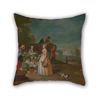 Beautifulseason Oil Painting Pieter Angillis - The Vegetable Seller Pillow Covers 18 X 18 Inches / 45 By 45 Cm For Drawing Room Chair Kids Room Chair Boys Floor With Double Sides