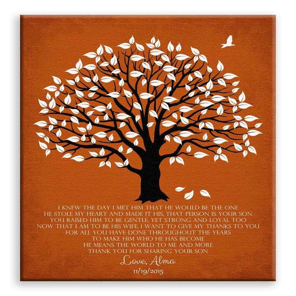 11x14 Mounted Canvas Art Print - Personalized Thank You Gift for Mother of Groom I Knew The Day I Met Him Parents of Groom Gift Family Wedding Poem - With Gift Wrapping LTC-C1147