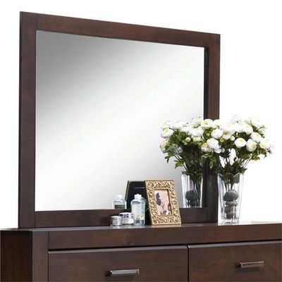 Acme Oberreit Wood Frame Bedroom Mirror in Walnut