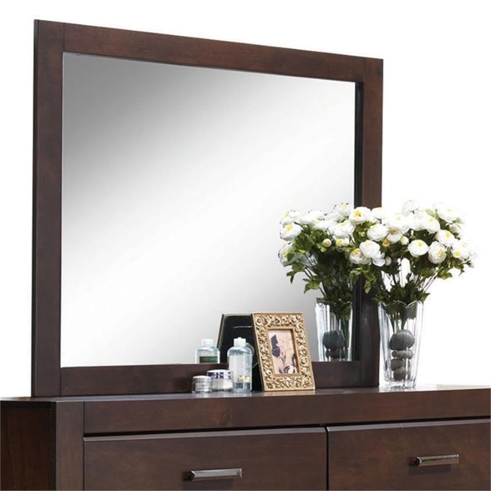 Acme Oberreit Wood Frame Bedroom Mirror in Walnut