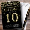 Black & Gold Sparkly Garland 10th Personalized Birthday Party Invitations view 1