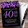 Purple Bokeh & Stars 40th Personalized Birthday Party Invitations view 1