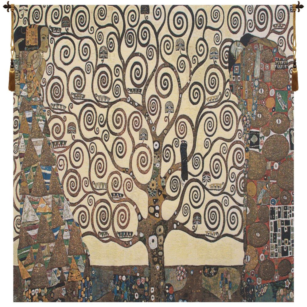 Lebensbaum- Kiss Belgian Tapestry Wall Hanging - 56 in. x 36 in. Cotton/Wool/Treveria/Mercurise by Gustav Klimt