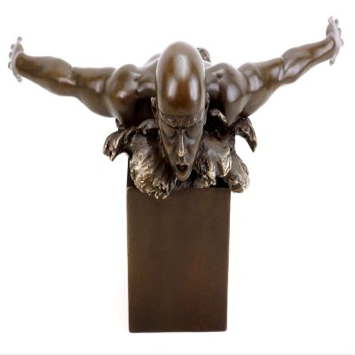 Kunst & Ambiente - Olympia Edition - Swimmer Bronze Sculpture - Martin Klein - Cup/Sports Trophy The Swimmer Made of Bronze - Signed Martin Klein - Decoration - Bronze Figure