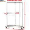Simple Houseware Dual Bar Adjustable Garment Rack, Chrome, 72-inch Height view 2