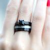 3 pc His & Hers Natural 1.25 ct Genuine Spinel Deer Antler Black Koa Wood Surgical Black Stainless Steel Engagement Wedding Rings set (Size Men 13; Women 06) view 2