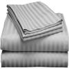 LaxLinen 100% Egyptian Cotton 4 PCs Bed Sheet Set (+24 Inch) Extra Deep Pocket Queen Sofa, Silver Grey Stripe 600 Thread Count view 1