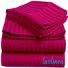 LaxLinen 100% Egyptian Cotton 4 PCs Bed Sheet Set (+24 Inch) Extra Deep Pocket King/Standard, Hot Pink Stripe 600 Thread Count view 2