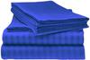 LaxLinen 100% Egyptian Cotton 4 PCs Bed Sheet Set (+24 Inch) Extra Deep Pocket Full Extra Long, Egyptian/Royal Blue Stripe 600 Thread Count view 1