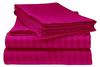 LaxLinen 100% Egyptian Cotton 4 PCs Bed Sheet Set (+24 Inch) Extra Deep Pocket Queen Bed Size, Hot Pink Stripe 600 Thread Count view 1