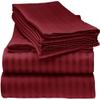 LaxLinen 100% Egyptian Cotton 4 PCs Bed Sheet Set (+24 Inch) Extra Deep Pocket California/King-Cal King, Burgundy Stripe 600 Thread Count view 1