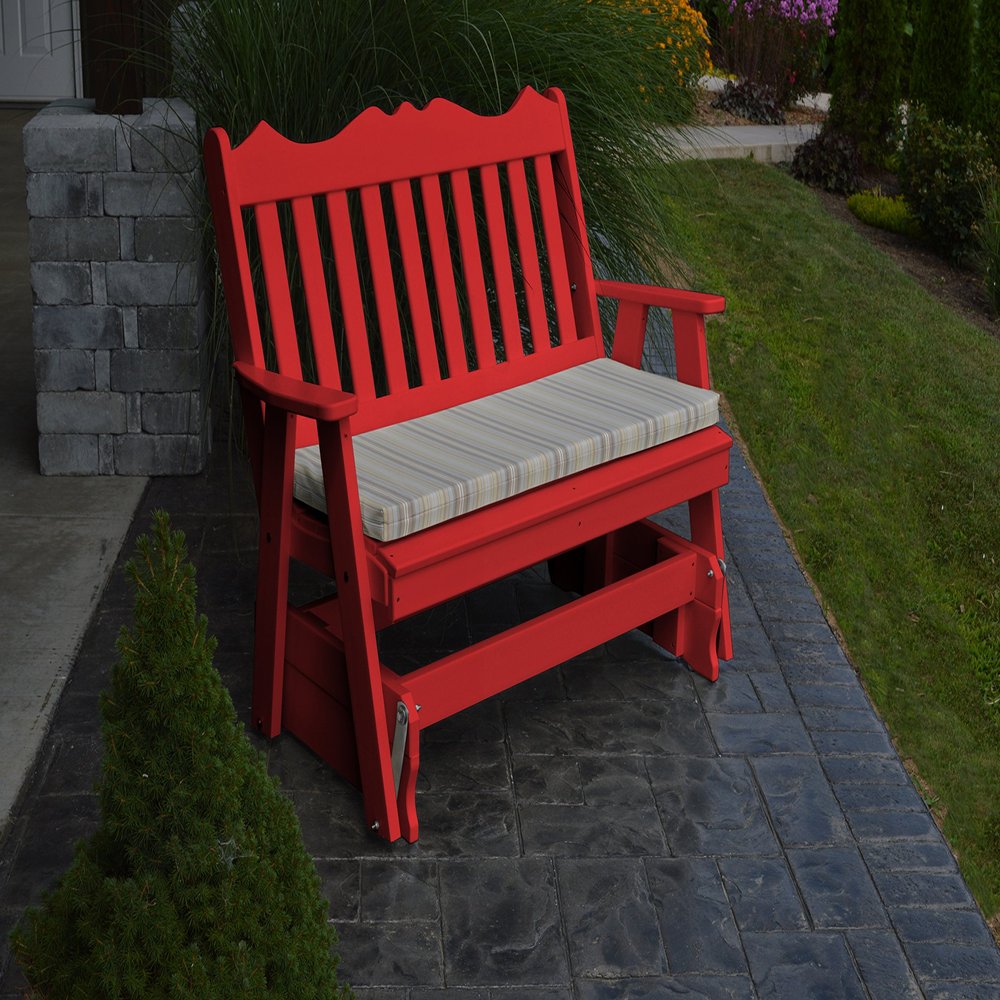 A & L Furniture Poly Royal English Glider Bench, 5', Bright Red