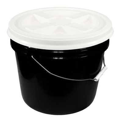 Black 5 Gallon 90 mil Bucket with Gamma Seal Lid (White)
