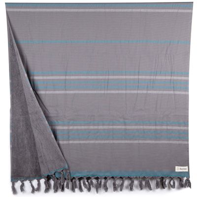 Bersuse 100% Cotton Tripolis Terry Peshtemal Turkish Towel Bath Towel Beach Towel Lighweight Quickdry Absorbent - 35x67 Inches, Anthracite (Set of 6)