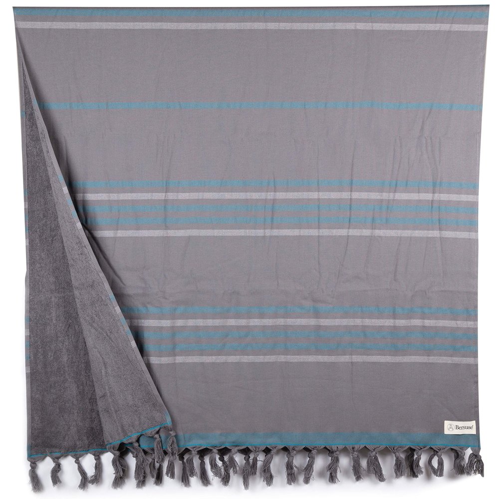 Bersuse 100% Cotton Tripolis Terry Peshtemal Turkish Towel Bath Towel Beach Towel Lighweight Quickdry Absorbent - 35x67 Inches, Anthracite (Set of 6)