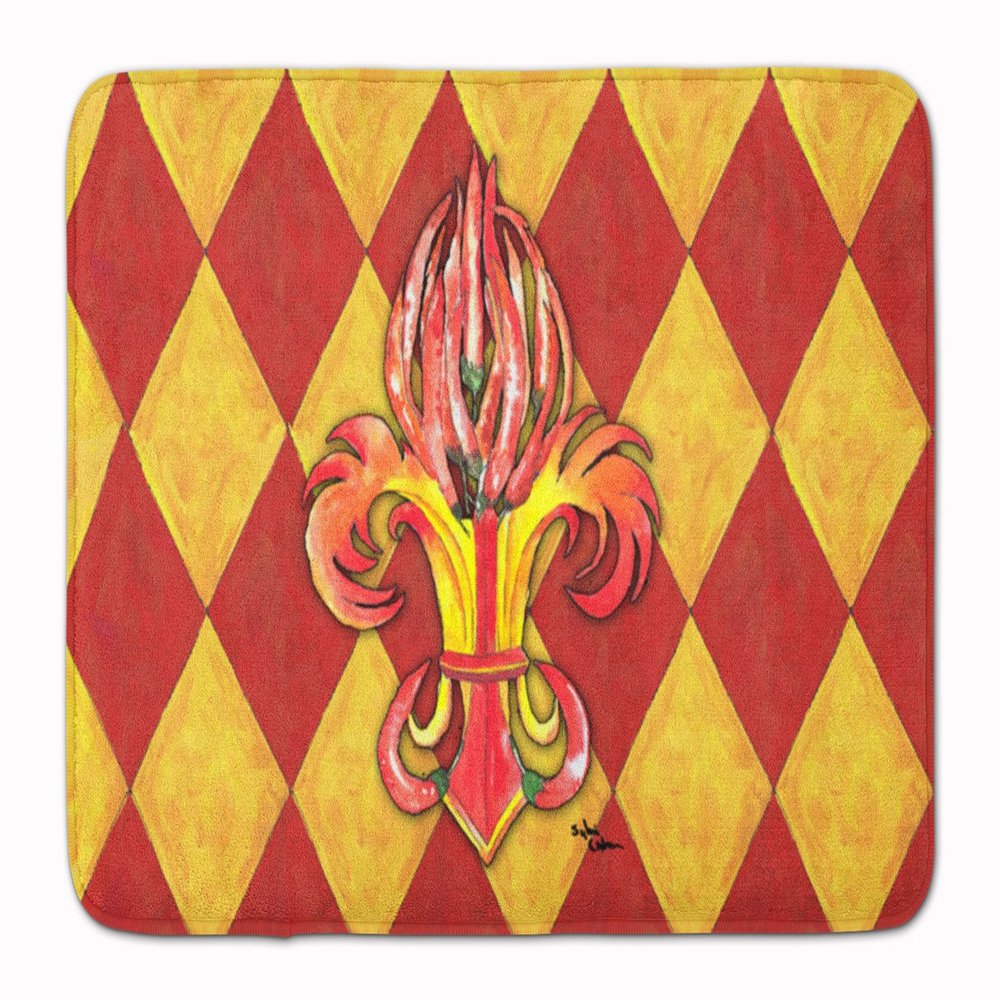 Caroline's Treasures 8499RUG Peppers Fleur de lis Machine Washable Memory Foam Mat, Bathroom Rug, Non-Slip Bath Mat, Durable Thick Washable Rugs for Kitchen, Bathroom Quick Dry, Decorative Artwork,
