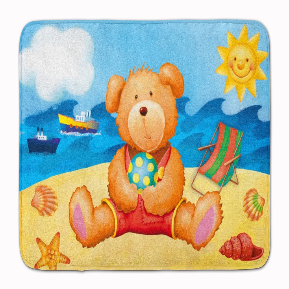Caroline's Treasures APH0088RUG Teddy Bear on the Beach Machine Washable Memory Foam Mat, Bathroom Rug, Non-Slip Bath Mat, Durable Thick Washable Rugs for Kitchen, Bathroom Quick Dry, Decorative Artwo