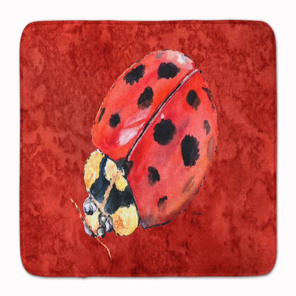 Caroline's Treasures 8870RUG Lady Bug on Deep Red Machine Washable Memory Foam Mat, Bathroom Rug, Non-Slip Bath Mat, Durable Thick Washable Rugs for Kitchen, Bathroom Quick Dry, Decorative Artwork,