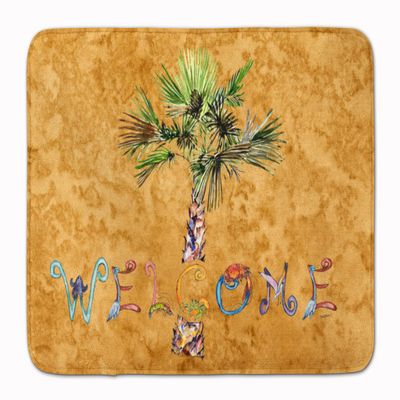 Caroline's Treasures 8709RUG Welcome Palm Tree on Gold Machine Washable Memory Foam Mat, Bathroom Rug, Non-Slip Bath Mat, Durable Thick Washable Rugs for Kitchen, Bathroom Quick Dry, Decorative Artwor