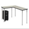 Romig Regency Kee 60 x 66 in. Corner L Shaped Desk with Pedestal Drawer- Maple Top, Chrome Legs view 1