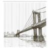 Ambesonne New York Shower Curtain, Digital Drawn Brooklyn Bridge Unusual Graffiti Style Old Urban Cityscape Print, Cloth Fabric Bathroom Decor Set with Hooks, 69" W x 75" L, Brown White view 2