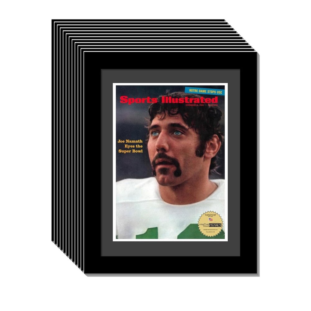 Creative Picture Frames 8.25" x 11" Sports Illustrated Magazine Display Frame, Suitable for Up to 1970 Collector's Edition Sports Magazines with Wall Mount & Easel, Black Mat, Pack of 12
