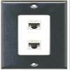 RiteAV Decorative 1 Gang 2 Port Cat5e Ethernet Wall Plate - Stainless/White view 1