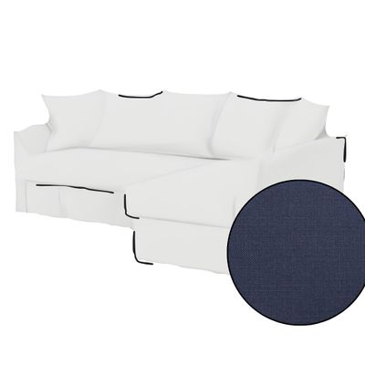 Soferia Replacement Compatible Cover for Holmsund Corner Sofa, Fabric Naturel Navy Blue