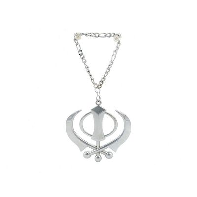 UNIVERSAL ICONS Silver Khanda for Car Rear Mirror with Chain