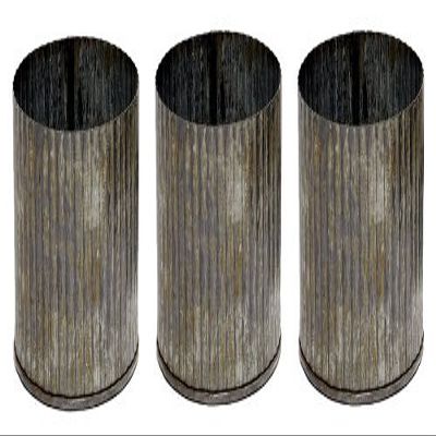 3 Corrugated Zinc Metal Cylinder Pots/Vases - Set of 3 by Design Accents