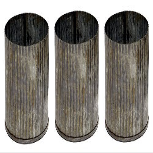 3 Corrugated Zinc Metal Cylinder Pots/Vases - Set of 3 by Design Accents