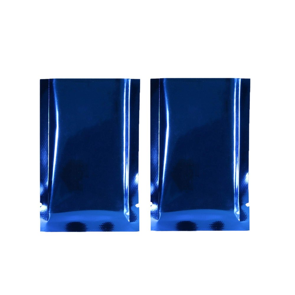 100PCS Glossy Electric Blue Metallic Mylar Foil Open Top Bags Smell Proof Heat Seal Packaging Bags 9x13cm (3.5x5.1")