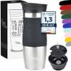 Milu Thermo Mug Insulated Cup Coffee & Tea Mug to go - 370ml, 450ml 100% leak proof - Stainless Steel Drinking Mug - vacuum insulation flask - Hot & Cold - Travel Mug (Black, 12oz (370ml)) view 1