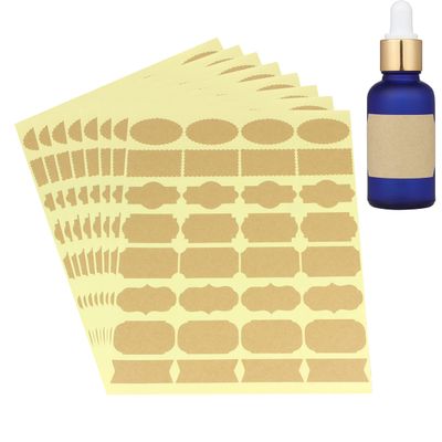 Wisdompro Assorted Shape Kraft Label Stickers, 256 Pcs Gift Tag Stickers