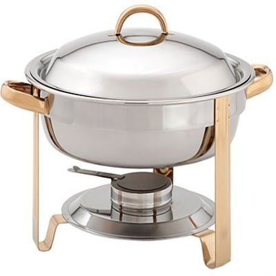 Update International (DC-4/GB) 4 qt Stainless Steel Round Gold-Accented Chafer by Update International