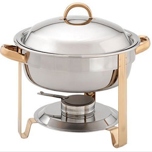 Update International (DC-4/GB) 4 qt Stainless Steel Round Gold-Accented Chafer by Update International