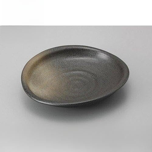Set of 3, Noodle Plate, Ancient Glazed Reime Egg Platter [9.8 x 8.9 x 2.0 inches (25 x 22.5 x 5 cm)] [Ryotei Ryokan Japanese Tableware, Restaurants, Commercial Utensils, Tableware]