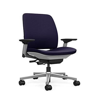 Steelcase Amia Task Chair: Platinum Frame/Base - 4 Way Adjustable Arms - Standard Carpet Casters