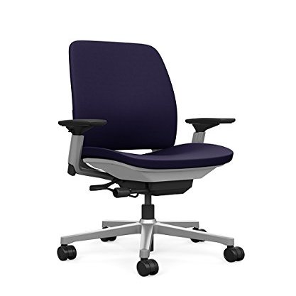 Steelcase Amia Task Chair: Platinum Frame/Base - 4 Way Adjustable Arms - Standard Carpet Casters