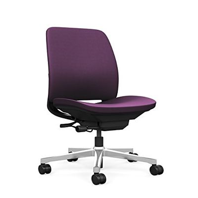 Steelcase Amia Task Chair: Black Frame/Polished Aluminum Base - Armless - Hard Floor Casters