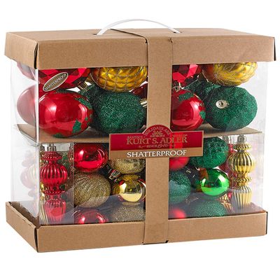 Kurt S. Adler Red, Gold, and Green Kit-58 Kurt Adler Tree Trim Kit, 58 Pieces