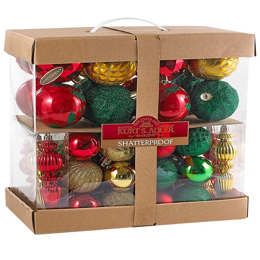 Kurt S. Adler Red, Gold, and Green Kit-58 Kurt Adler Tree Trim Kit, 58 Pieces