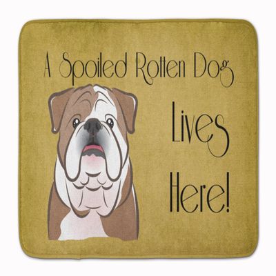 Caroline's Treasures BB1467RUG English Bulldog Spoiled Dog Lives Here Machine Washable Memory Foam Mat, Bathroom Rug, Non-Slip Bath Mat, Durable Thick Washable Rugs for Kitchen, Bathroom Quick Dry, D