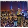 Ambesonne New York Shower Curtain, Aerial Cityscape Landmark Fourth of July Independence Penthouse Modern Image, Cloth Fabric Bathroom Decor Set with Hooks, 69" W x 70" L, Purple Yellow view 2