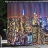 Ambesonne New York Shower Curtain, Aerial Cityscape Landmark Fourth of July Independence Penthouse Modern Image, Cloth Fabric Bathroom Decor Set with Hooks, 69" W x 70" L, Purple Yellow view 3